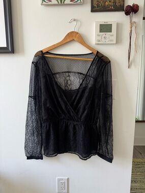 Express Black Lace V-Neck Blouse